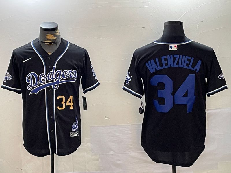 Men Los Angeles Dodgers #34 Valenzuela Black Game 2024 Nike MLB Jersey style 12021